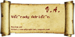 Várady Adrián névjegykártya