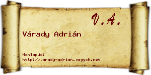 Várady Adrián névjegykártya